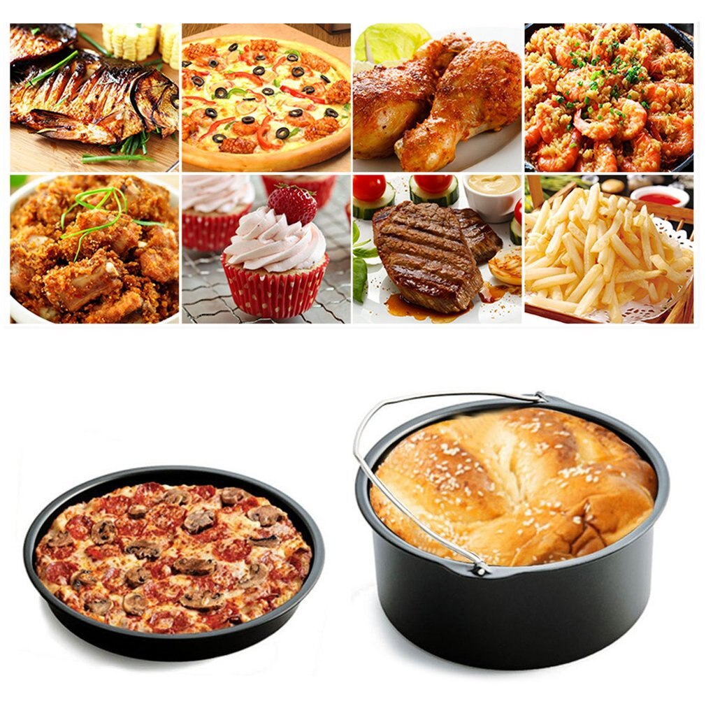 Home Air Frying Pan Accessories Five Piece Fryer Baking Basket Pizza Plate Grill Pot Mat Multi-functional Kitchen Accessory