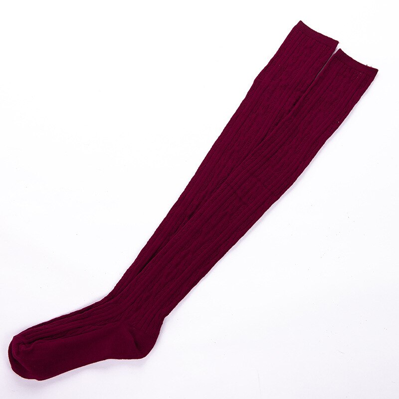 Gebreide overknee lange laarzen meisjes dames herfst winter overknee sokken dames winter dijhoge warme sokken: Bordeauxrood