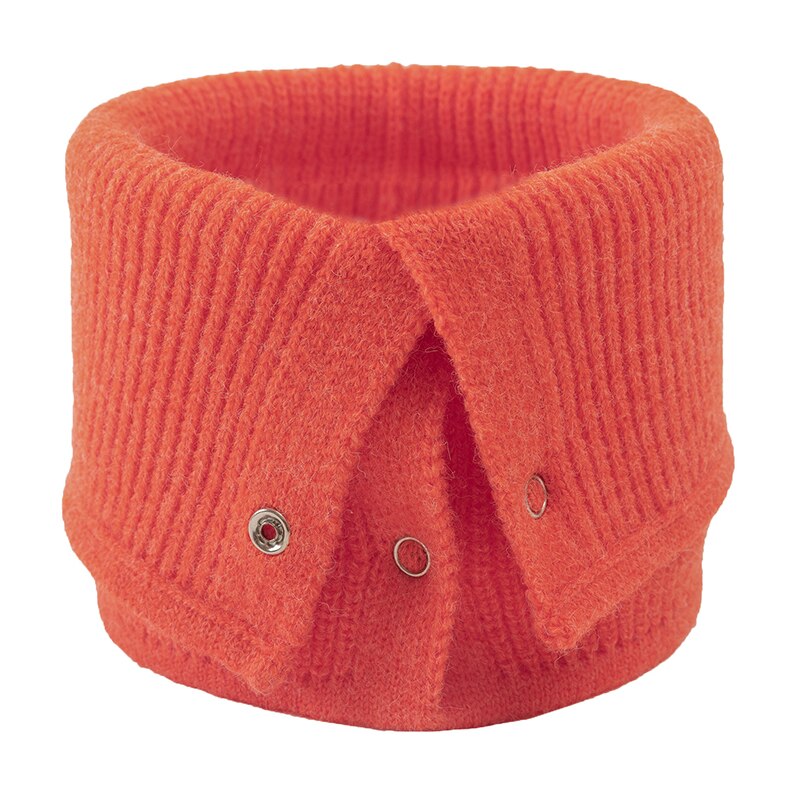 Warme Kraag Ring Sjaal Vrouwelijke Wollen Gebreide Sjaal Vrouwen Snood Sjaals Winter Button Hals Sjaals Effen Kleur: Oranje