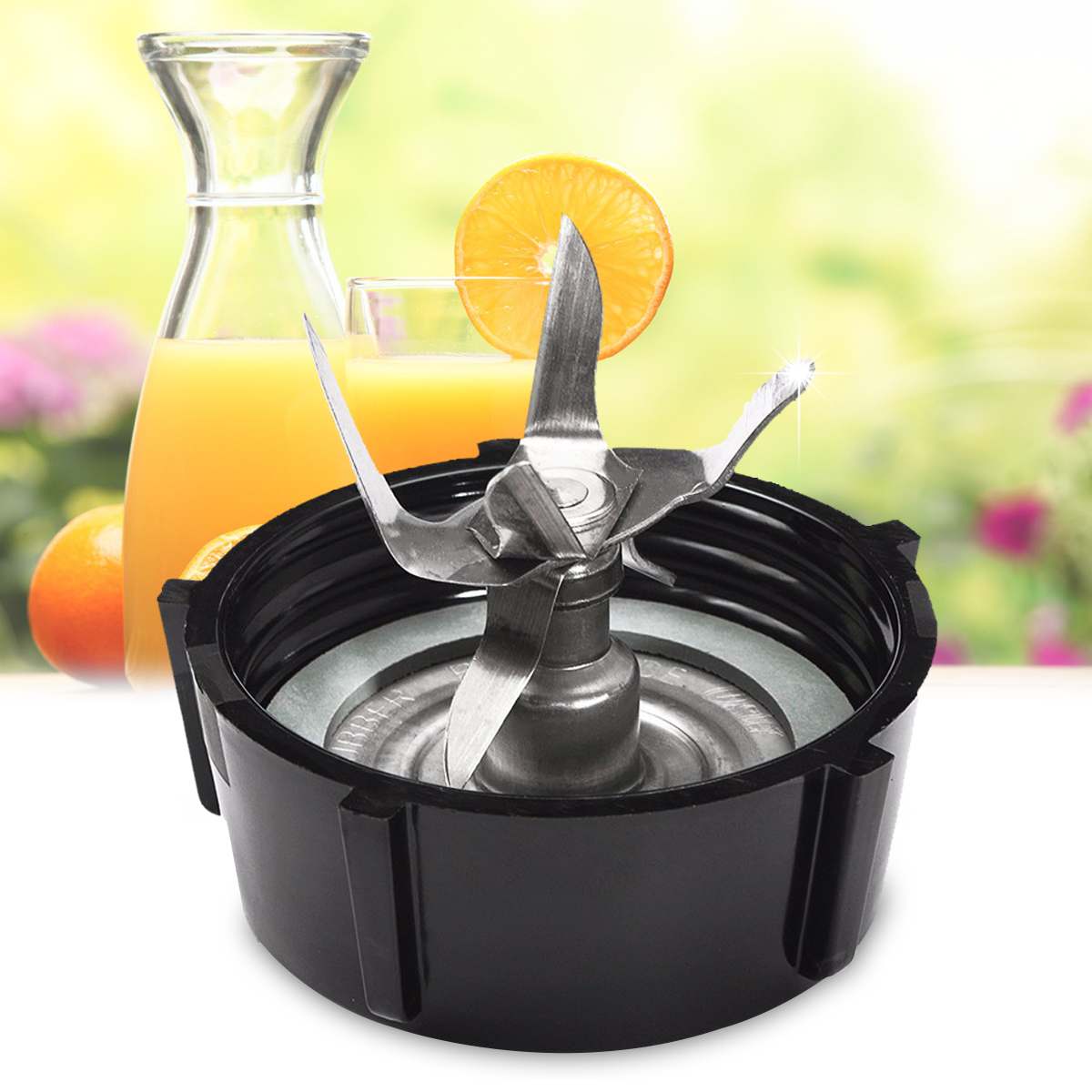 Durable 3PCS/1SET Stainless Steel Silver Black Blade+Sealing Ring Gasket+Base Bottom Cap 6 Point Blade For Oster Blender