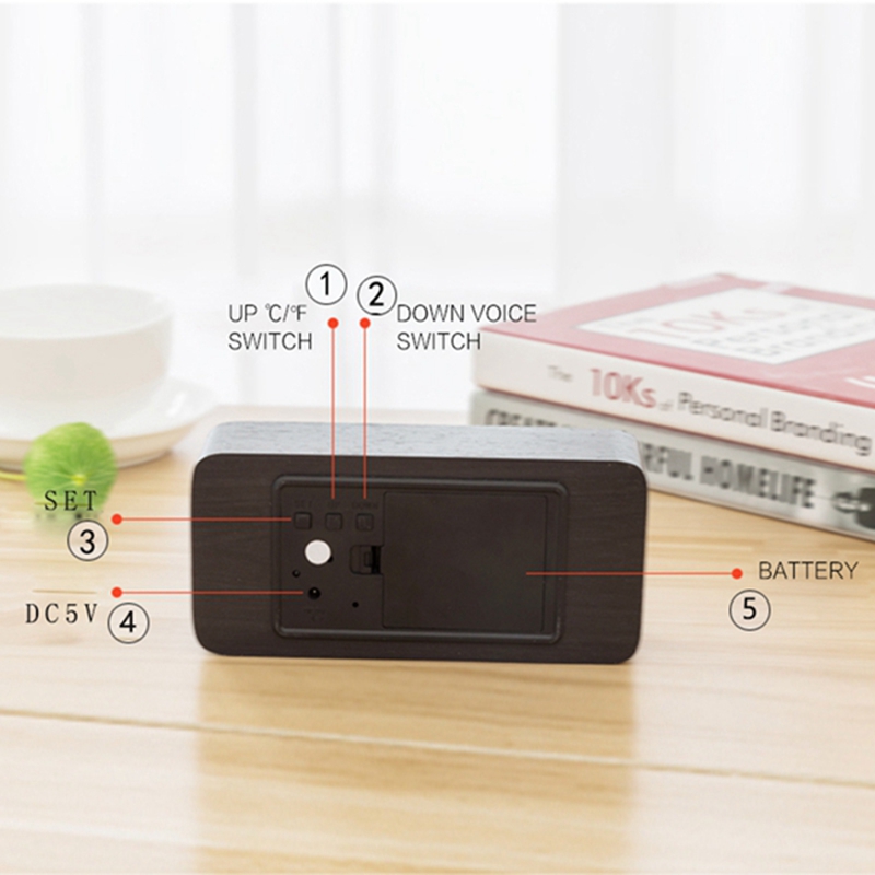 LED Wooden Alarm Clock Watch Table Voice Control Digital Wood Despertador Electronic Desktop USB/AAA Powered Clocks Table Decor