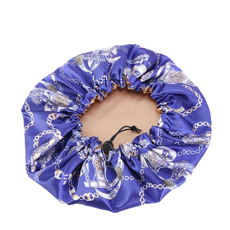 36cm Double-sided Hair Caps Reversible Satin Bonnet Hat Ajustable Silky Night Sleep Cover Cap Hair Hat Hair Styling Accessories: Blue