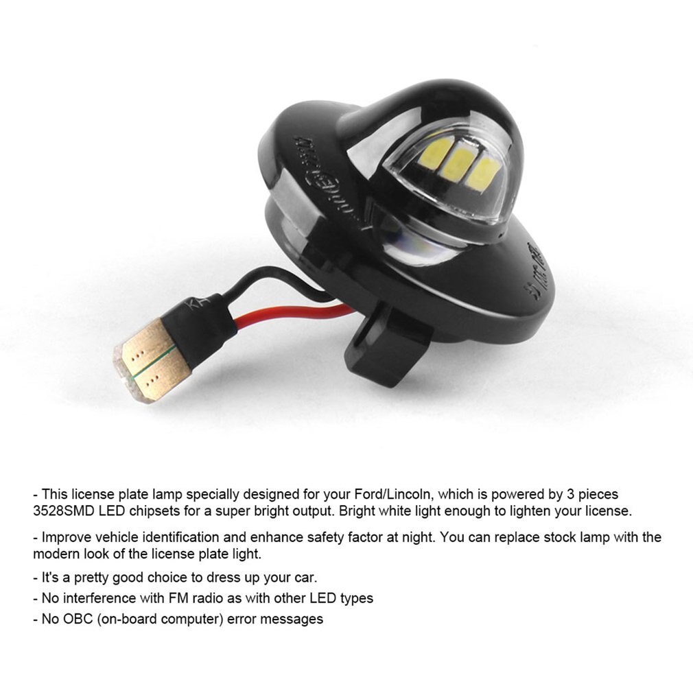 1 par luz LED de matrícula para Ford F150 3LED, lámpara de placa de matrícula modificada para coche, lámpara de placa de matrícula para F Series 150 250