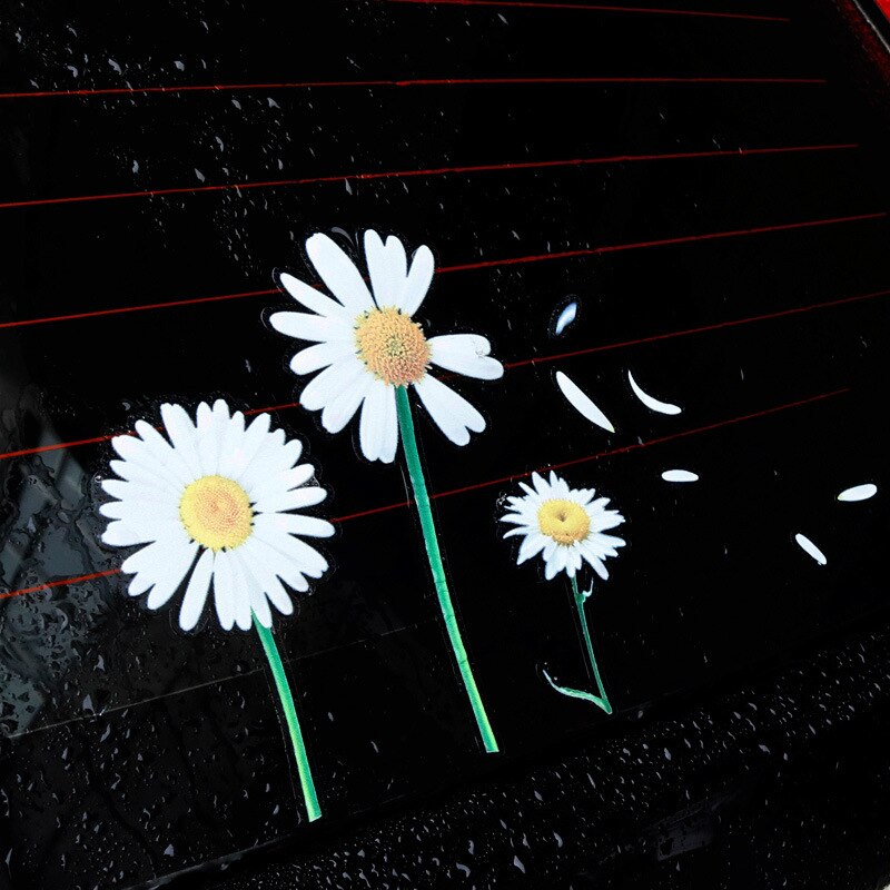 Gänseblümchen Blütenblätter Auto Aufkleber Blumen- ho Weiß Frieden und Liebe Auto Fenster SchöNe Leben Decals für Frauen stimmen Zubehör