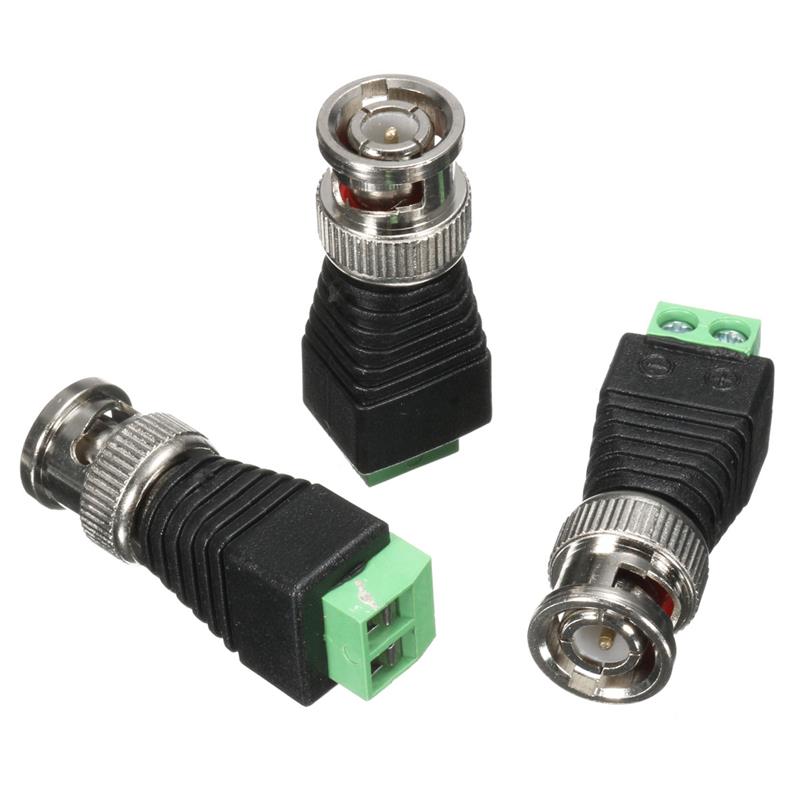 Connecteur mâle BNC torsadé Coaxial pour caméra de vidéosurveillance, accessoires pour système de sécurité, CAT5, 100 pièces/lot