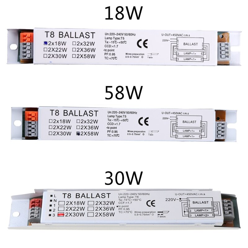 T8 220-240V Ac 2X58W Breed Voltage Elektronische Ballast Tl Lamp Voorschakelapparaten Q84D