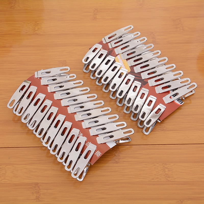 20 stk tøjklemmer i rustfrit stål hængenåle klips taske klip sokker klips tøjklemmer tøj tæppe klemmer køkken gadgets