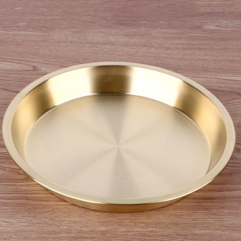 24CM Plate Thickened Pure Copper Plate Dinner Plate Fruit Plate Wedding Plate Tray Steamed Fish Chicken Plate