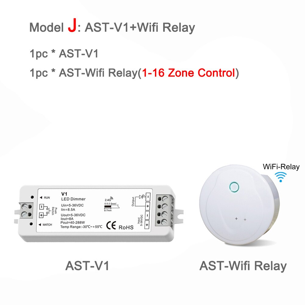 LED Dimmer 12V 24V PWM RF 2.4G Wireless Touch Remote Controller 5V 36V Smart Wifi Dimmer Switch for Single Color LED Strip Light: Model J