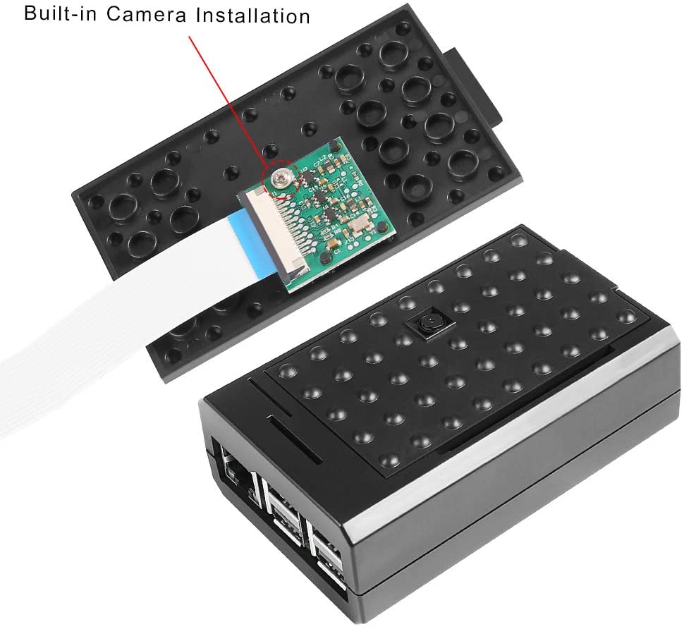 Raspberry Pi 3 B+ Case Supporting Camera Installation with Heatsinks Case Holder for Raspberry Pi 3 Model