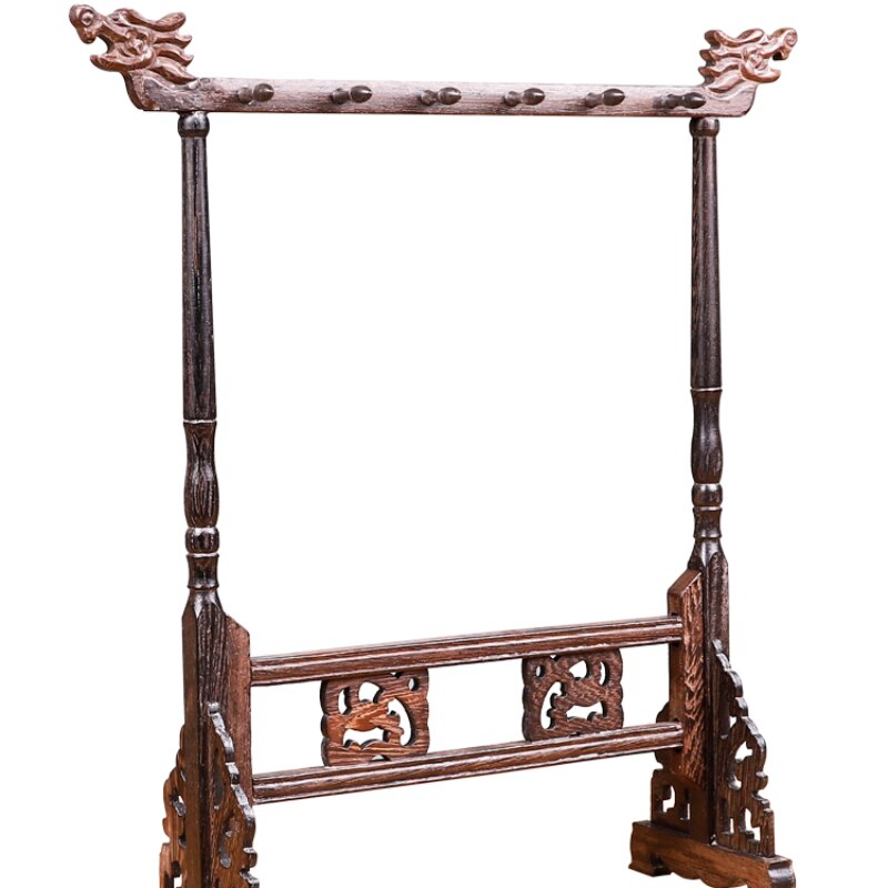 Solid Wood Pen Holder Calligraphie Brush Rack Traditional Painting Writing Brush Holders Simple Carving 12 Hangers Brush Holders