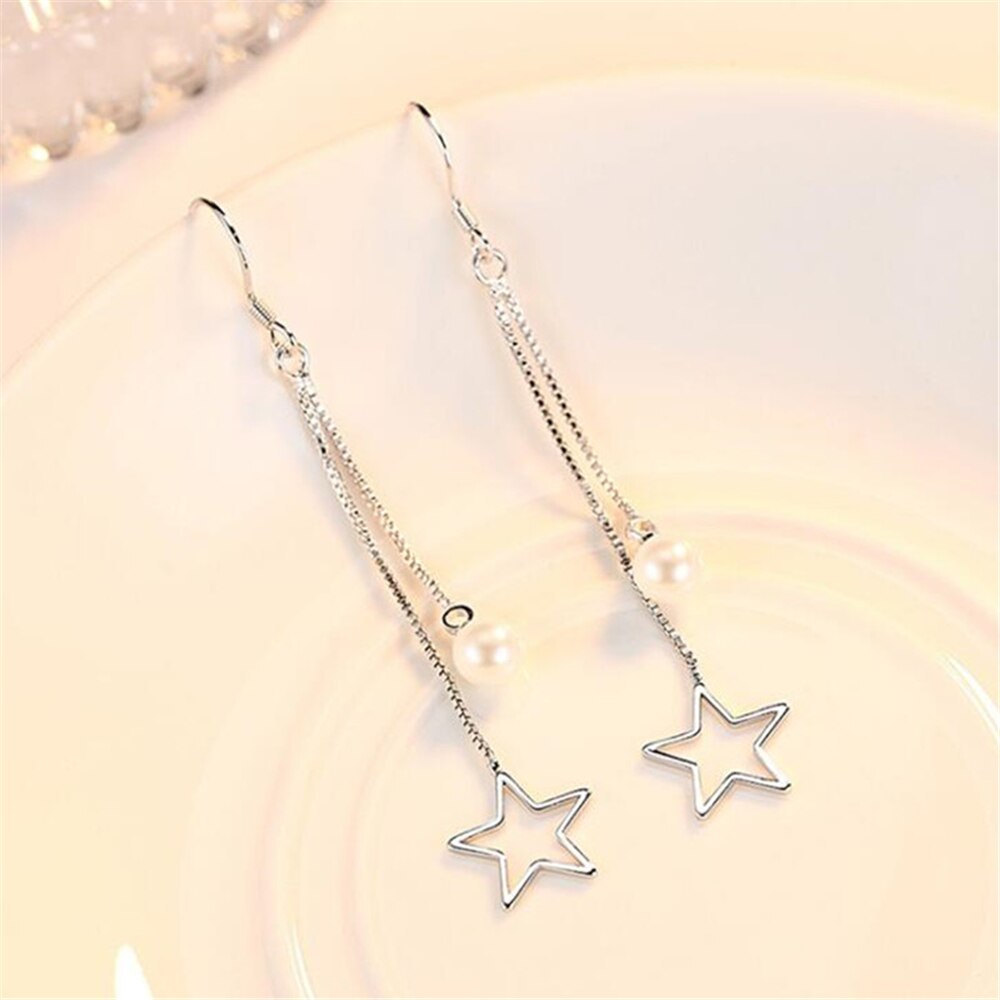 NEHZY 925 Stamp Sterling silver Woman Earrings decorated tassel pearl silver earrings long exaggerated wild ears earrings