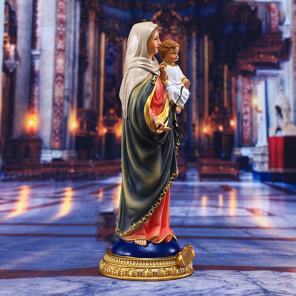 Maagd Maria En Kind Standbeeld Hars Madonna Ornament Kerk Desktop Decor