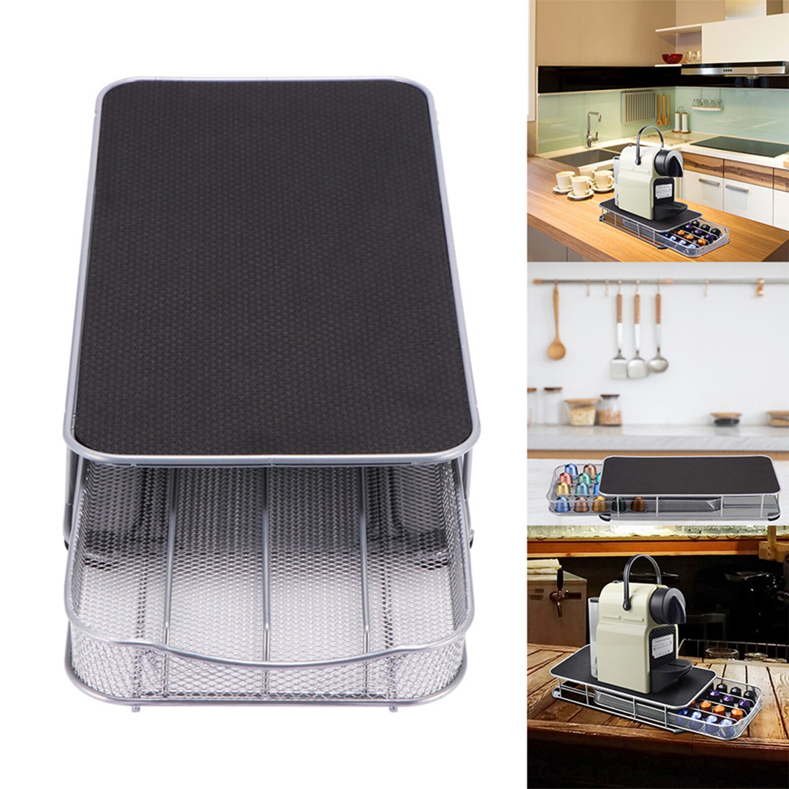 Koffie Machine Base Opbergdoos 40 Capsules Grote Capaciteit Lade Ademend Ijzerdraad Opslag