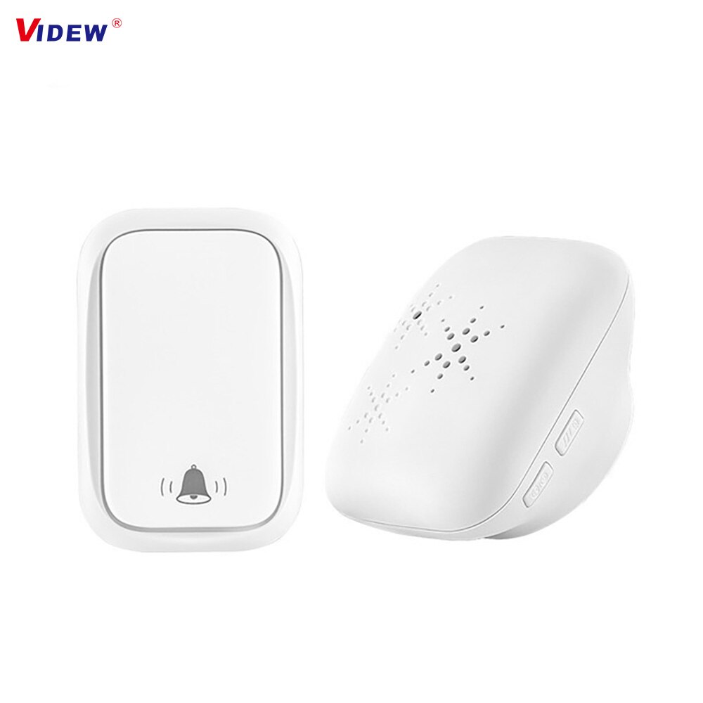 VIDEW Wireless Doorbell Self-Powered Smart Door Bell with Chime Waterproof Home Cordless Ringing DingDong Timbre Call: 1Button1Receiver-W / EU plug