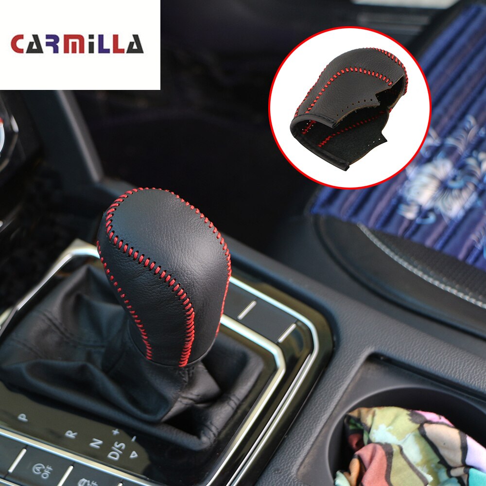 Skórzana gałka zmiany biegów samochodu pokrowce na dźwignię zmiany biegów pokrowiec na gałkę pokrywy hamulca ręcznego robić VW golf 6 Jetta Tiguan gra polo BORA Passat B7 Tiguan Touran DSG
