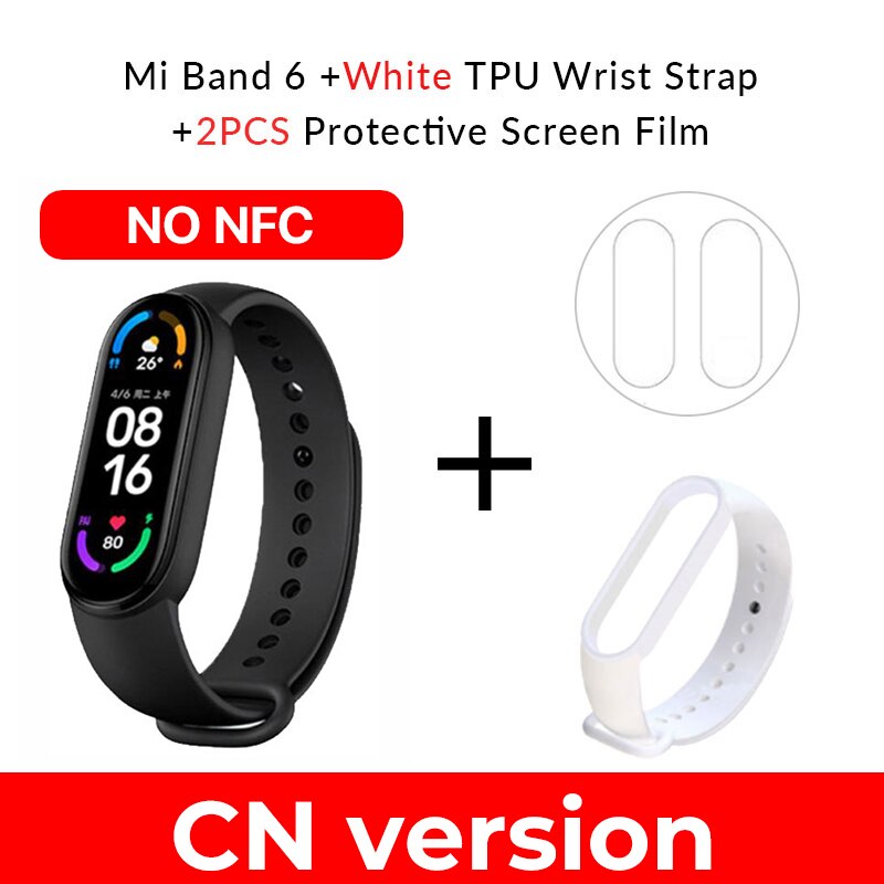 Global Version Xiaomi Mi Band 6 Smart Bracelet Blood Oxygen Heart Rate Miband 6 Fitness Traker Bluetooth Waterproof Smart Band: CNxWhite(no nfc)