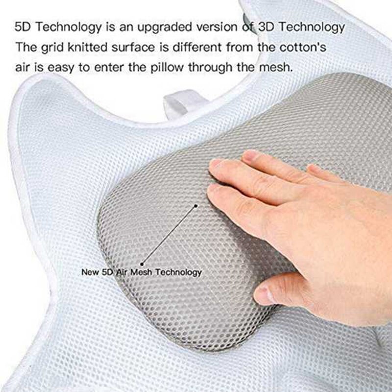 Non-Slip Spa Bath Pillow for Tub with 5D Air Mesh Technology Bath Pillow Cushion Provides Head Neck Shoulder Support In Tub