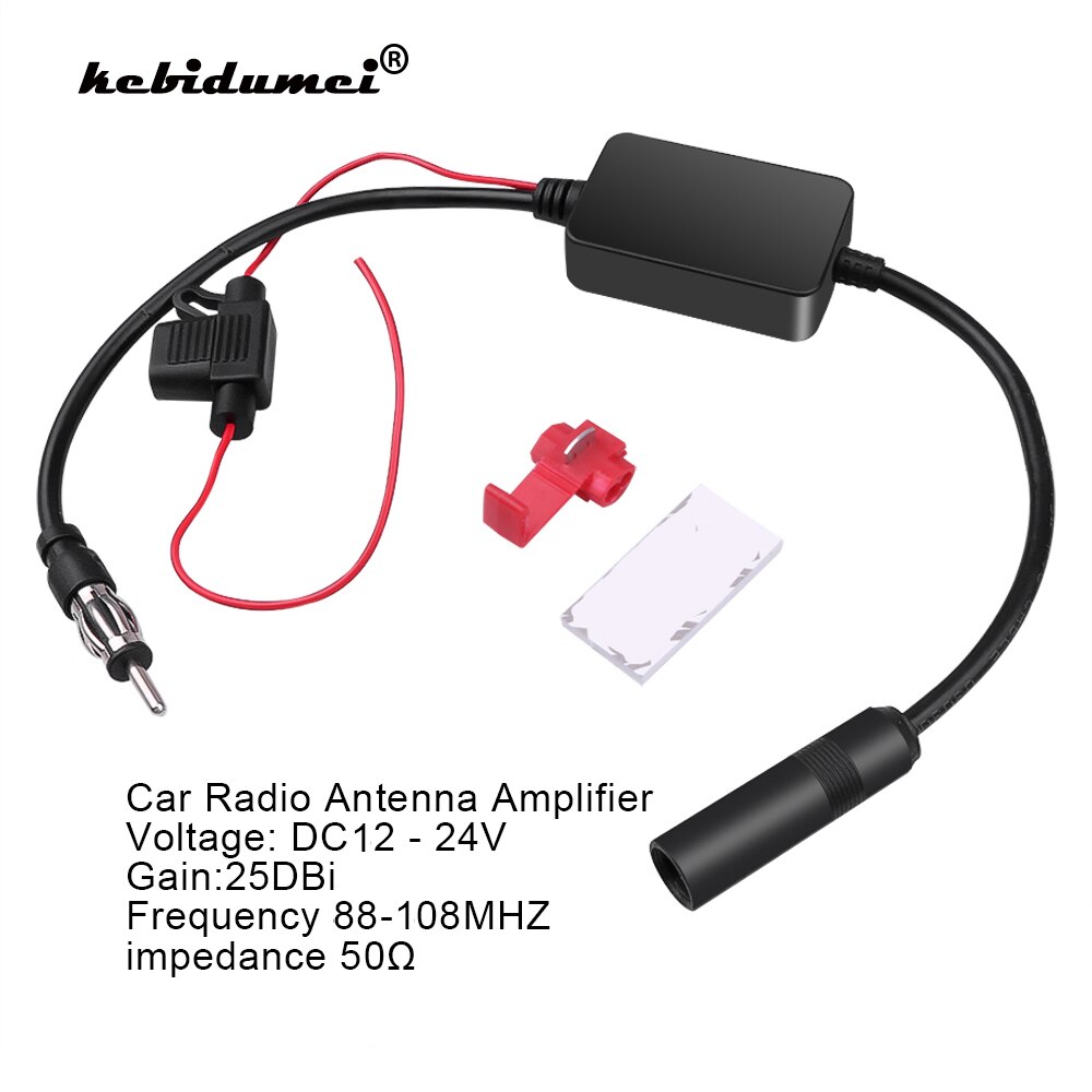 Kebidumei 88-108MHz 12V Auto Car FM Radio Antenna amplificatore di segnale Booster per amplificatore FM per autoveicoli marini