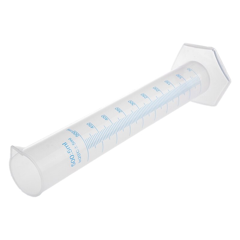 Tubo graduado transparente plástico de 500 ml.