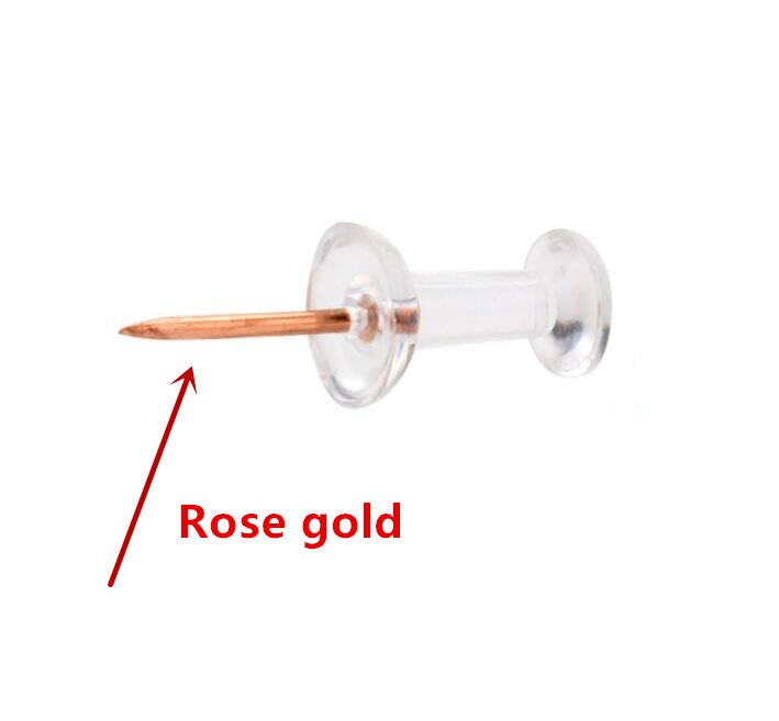 100pcs Plastic Clear Push Pins Transparent Decorative Thumbtacks Thumb Tacks Drawing Pin Cork Board Pins Stationery Supplies: rose gold