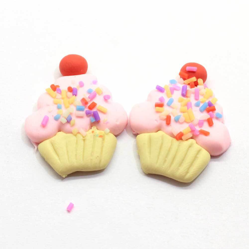 10 Uds. De arcilla polimérica Kawaii en miniatura para manualidades, cabujones con parte trasera plana para pastel de caramelo, ajuste el teléfono, accesorios de bricolaje: 6x24x28mm: pink