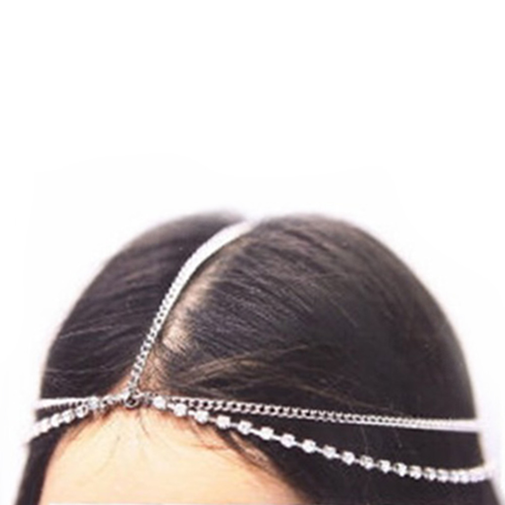 Bohemian Hair Jewelry Party Wedding Vantage Crown Metal Tassel Women Head Chain Headband Headpiece NIN668: Silver  style 3