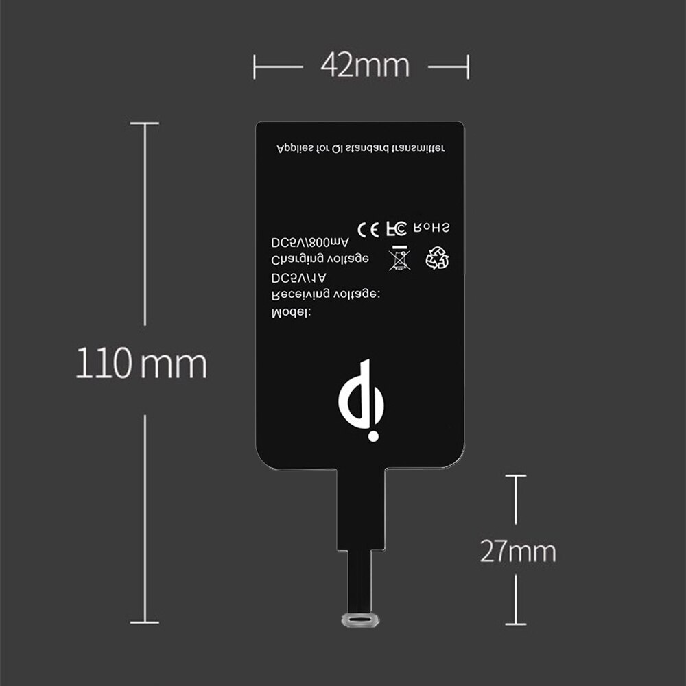 Type-C Qi Wireless Charger Receiver Module Smart Charging Adapter Receptor