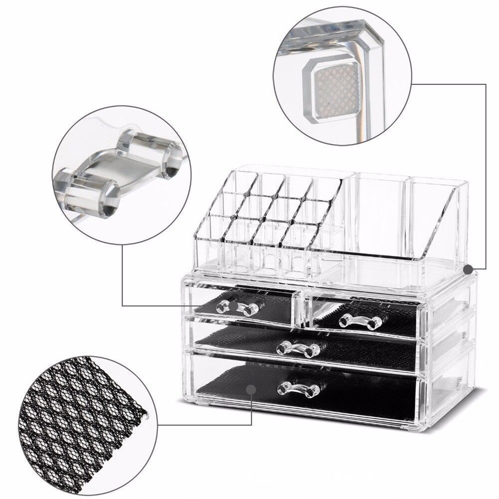Organizador de maquiagem transparente claro prateleira compacta blushes highlighters eyeshadow expositor cosméticos caixa armazenamento gaveta
