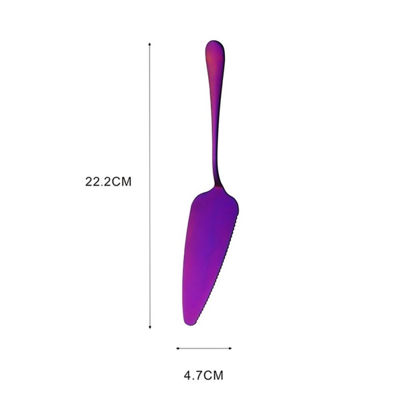 Espátula para masa de Pizza de acero inoxidable, 1 Uds., espátula triangular de queso, espátula dentada dorada para pastel, herramientas para pastel de acero: Morado