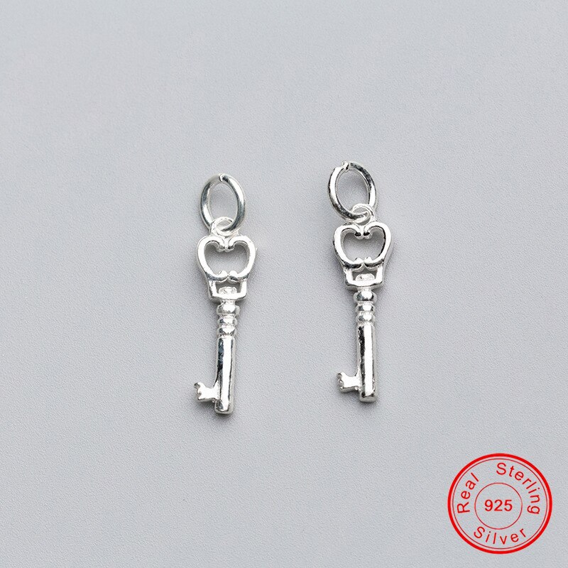 UQBing 100% 925 Sterling Silver Heart Key Pendant Charms For DIY Necklace Jewelry Making Findings Crafts Accessories