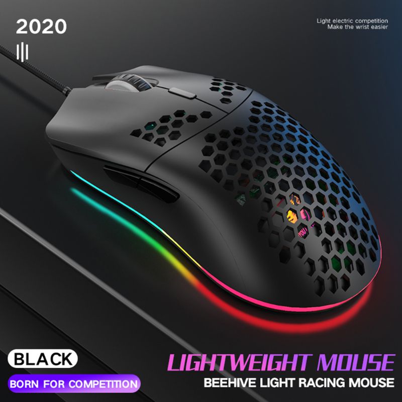 M6 Hollow Honeycomb Pattern Game Mouse Lightweight RGB Wired Gaming Mice 12000DPI for Game Lovers and Brand