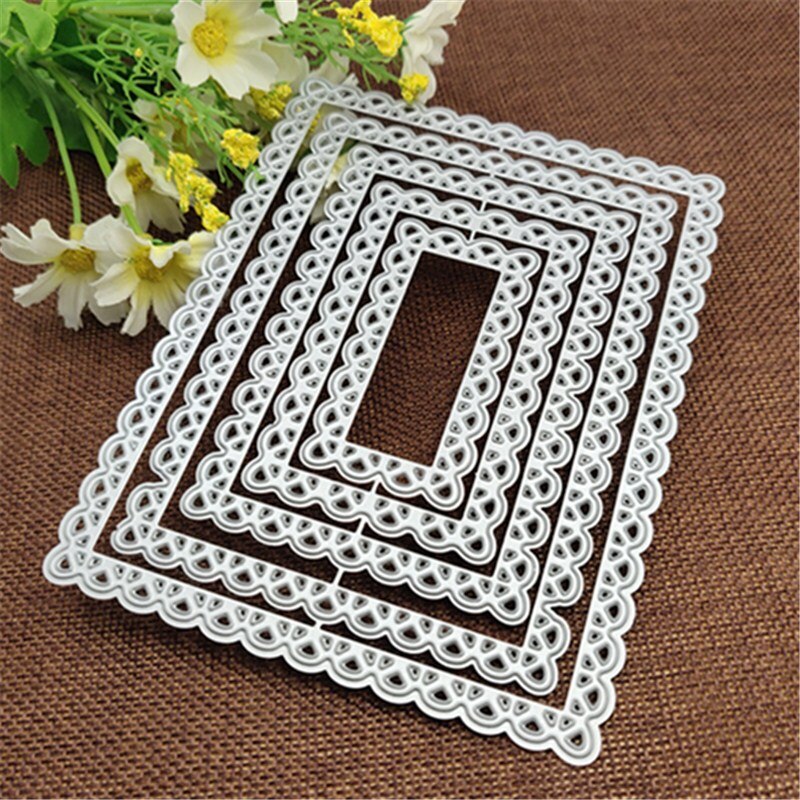 Nested Stitched Scallop Rectangle Frame Metal Cutting Dies DIY Etched Dies Craft Paper Card Making Scrapbooking Embossing