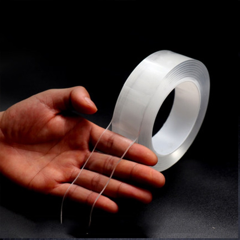 1 Roll Verkoop Magic Transparante Dubbelzijdige Tape Grip Tape Super Sticky Wasbare Hoge Sterkte Geen Sporen Tapes 1 M * 30 Mm * 2 Mm