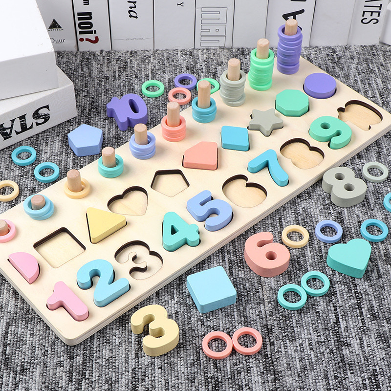 Giocattoli educativi in legno Montessori per bambini scheda matematica conteggio della pesca numeri forma digitale abbinamento educazione precoce giocattoli regalo per bambini: A016