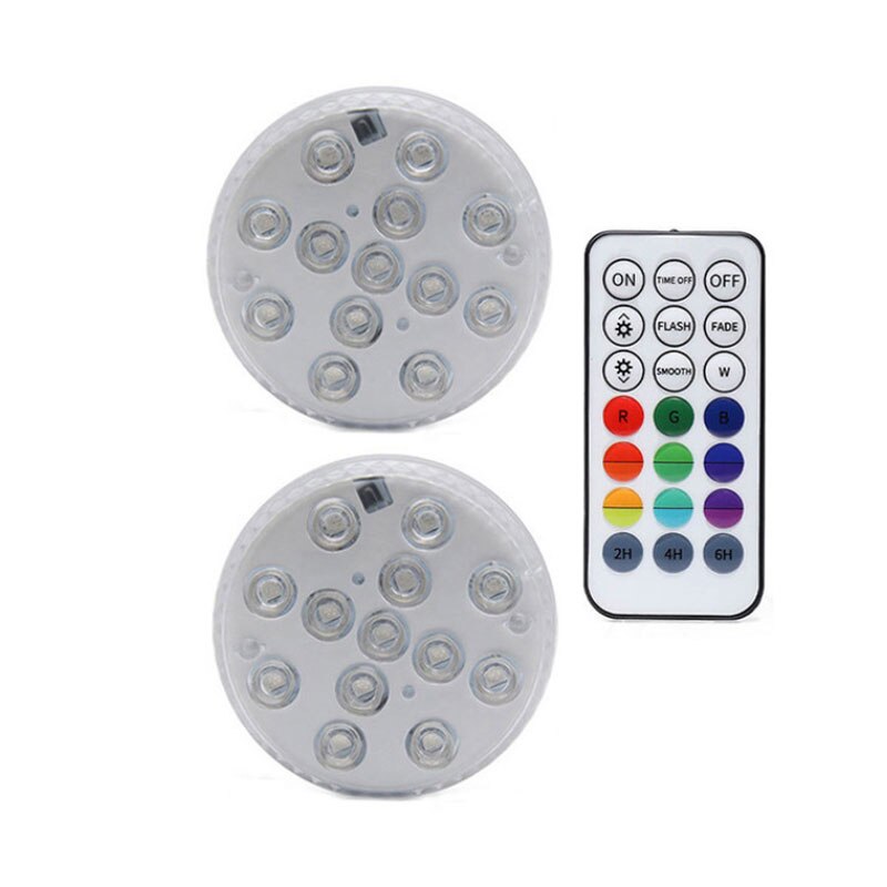 13 LED RGB Submersible Light with Suction Cups and Magnets IP68 Waterproof Fountain Swimming Pool Light Underwater Night Lamp: 1 controller 2 Lamp