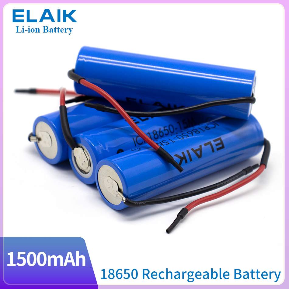 ELAJK Oppladbart Lithium Batteri 18650 1500mAh - 1-20 Stk for Liten Lommelykt, Vifte