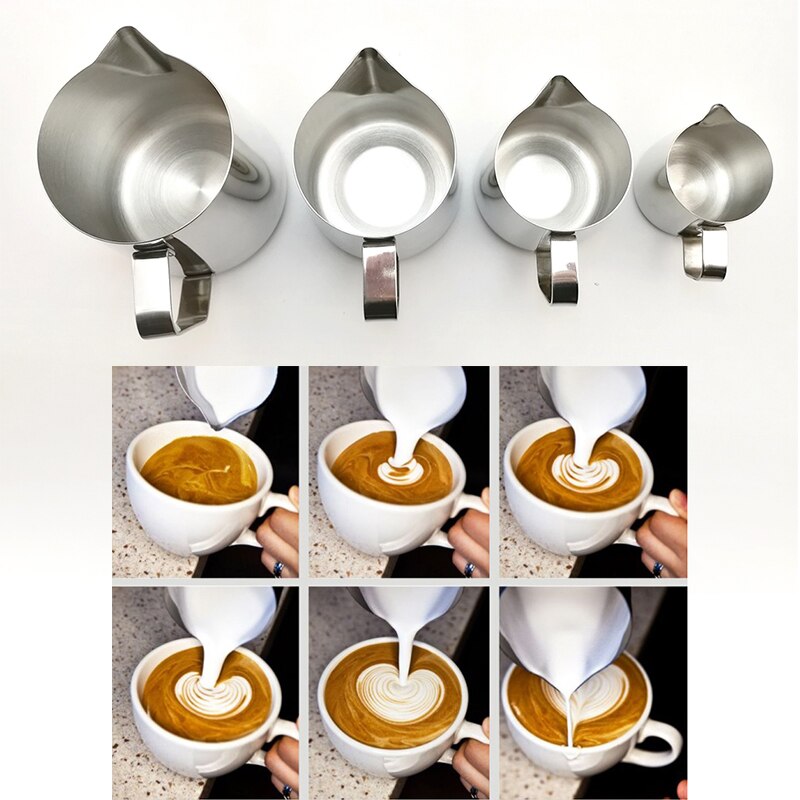 Stainless Steel Milk Foam Jug Coffee Pitcher Milk Frother Cup Coffee Throwing Flower Jug Milk Art Launcher