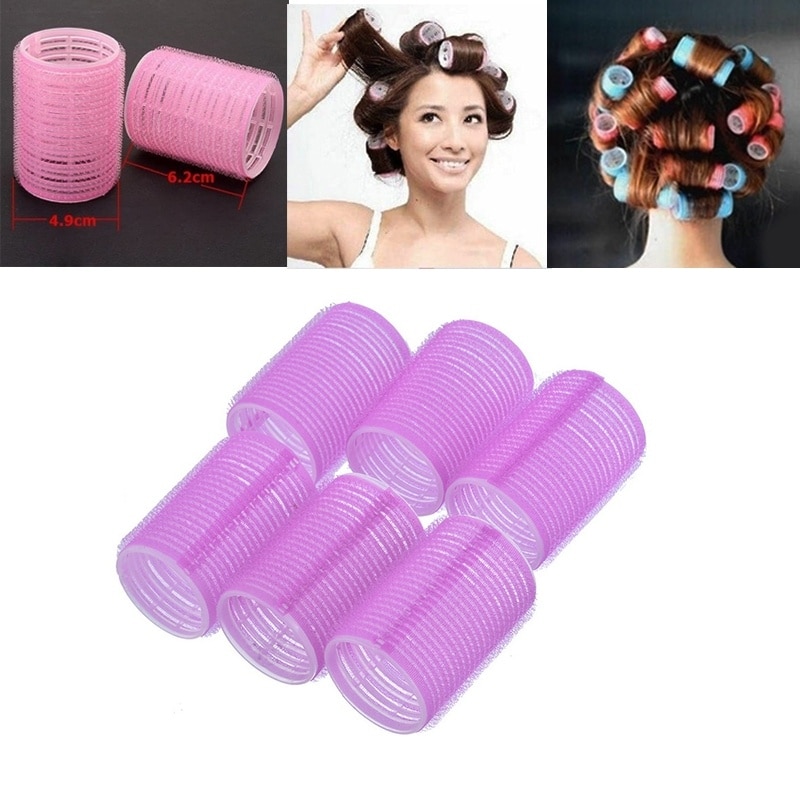 6 stuks/set grote zelfklevende haarrollers, geschikt voor elke maat, willekeurige kleur  s55