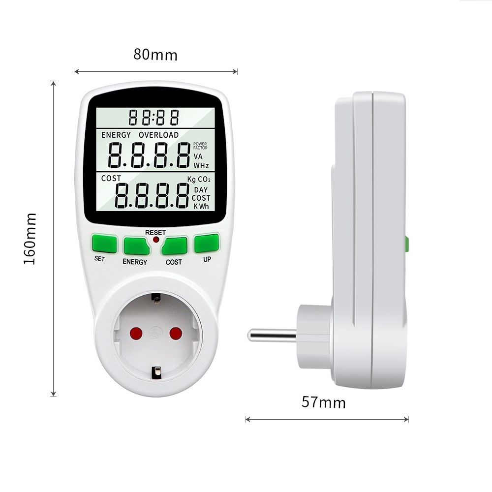Digitaler Leistungsmesser, digitaler LCD-Stromzähler, Zähler, Ausgang, Leistungsmesser, zeitliche Koordinierung-Buchse, elektronische Zeitschaltuhr, Steckdose
