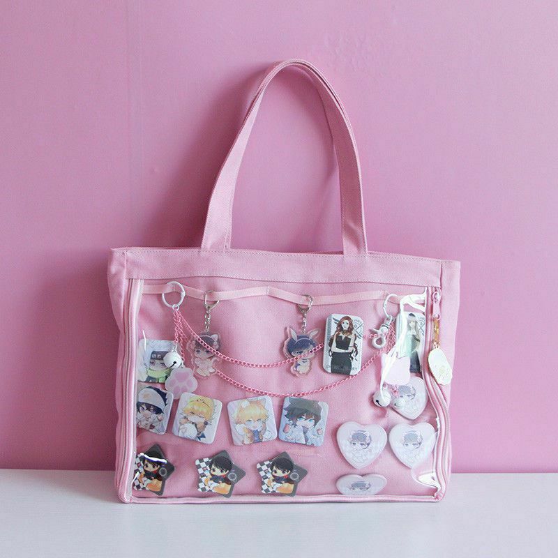 Girls School Shoulder Bags Clear Ita Bag Transparent Itabag Pin Display Handbag