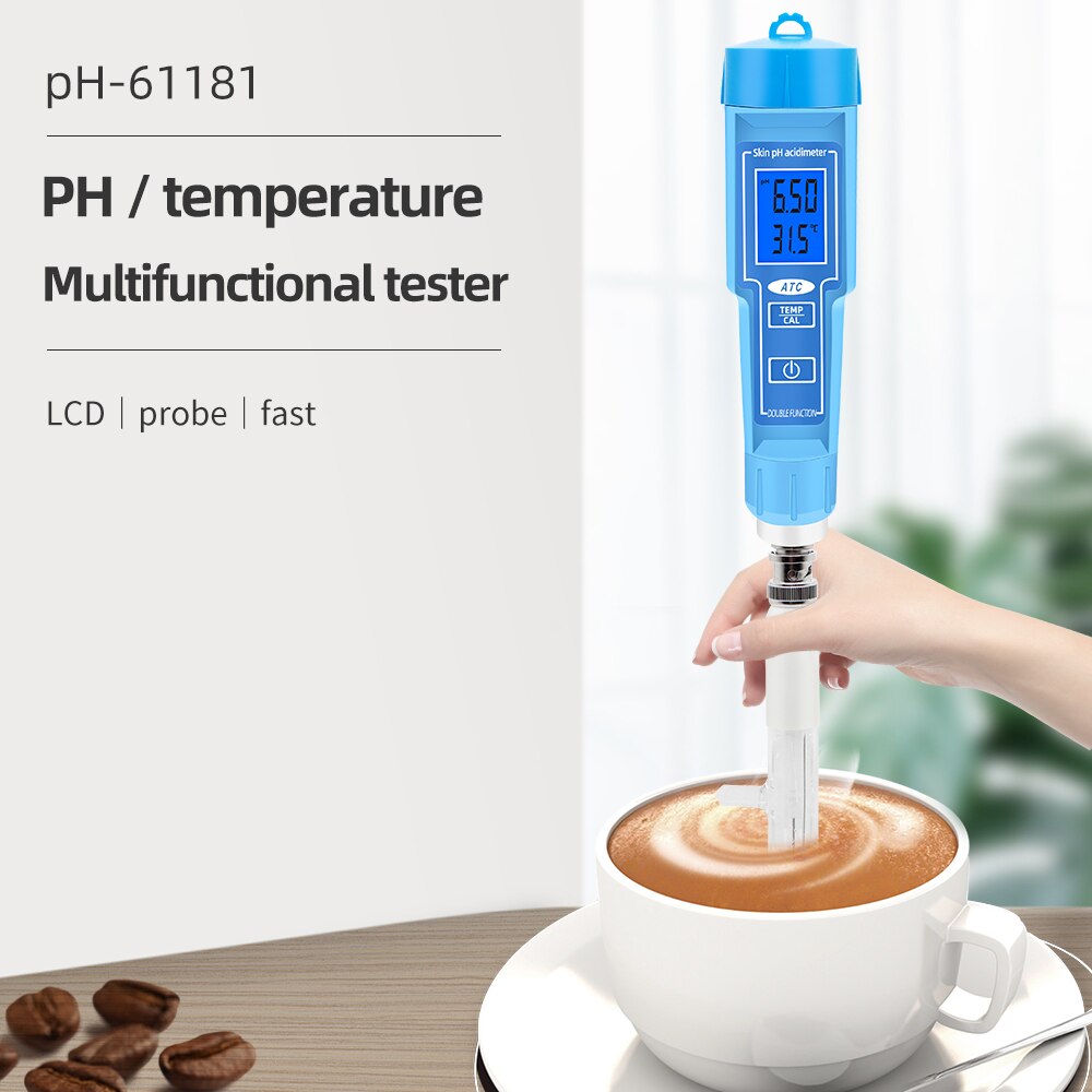 Digital Automatic Calibrating PH Meter ph-61181 PH Temp Acidimeter For Loose Soil Cheese Creams Water Tester 30% off