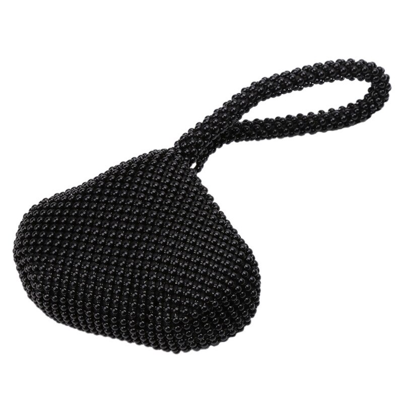 Strass kvinnor metall kväll clutch väska dam kvinnlig diamant fest metallisk handväska för bröllop väska 5 färger pärlstav: Svart
