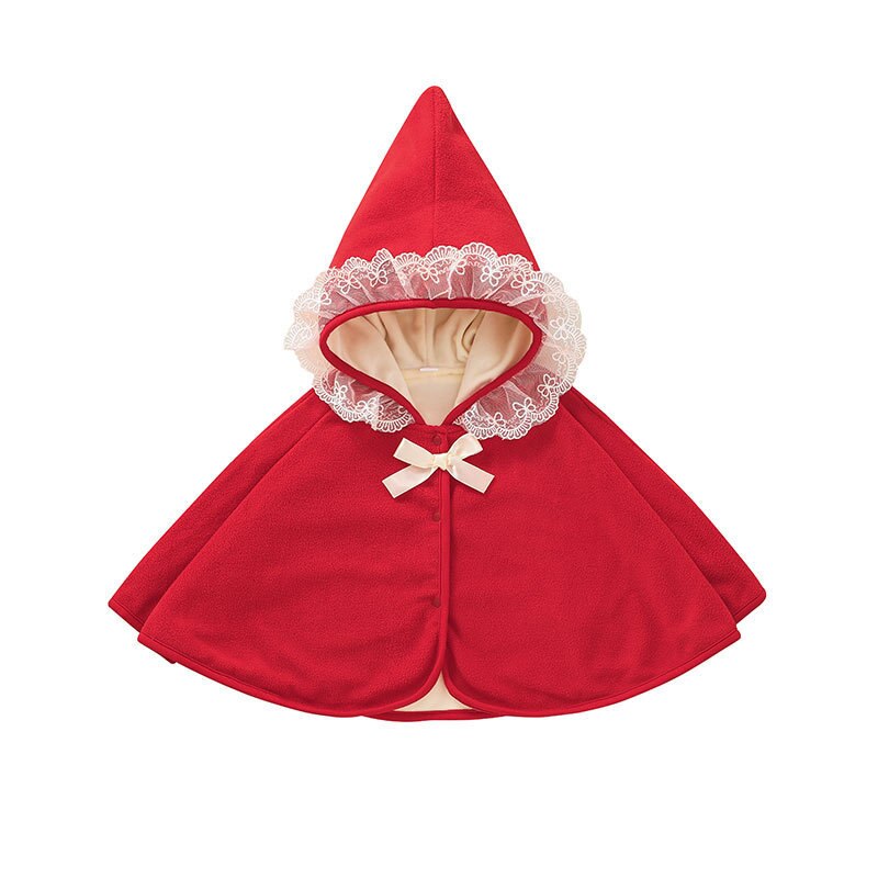 Meisje Baby Romper Prinses Hooded Kant Pure Rode Dikke Herfst Winter Modellen Warm Houden Vrouwelijke Kid Peuter Mantel: 70CM