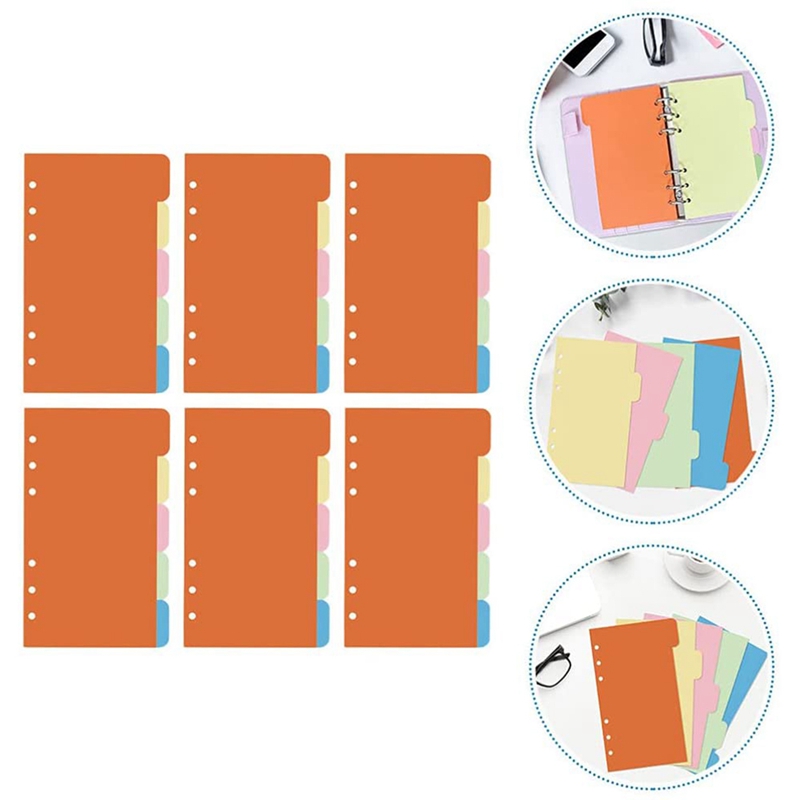 30Pcs 6 Reliure À Anneaux Séparateurs Avec 4 Onglets Diviseur De Papier Catégorie Page D&#39;indexation Cartes Feuilles Liants