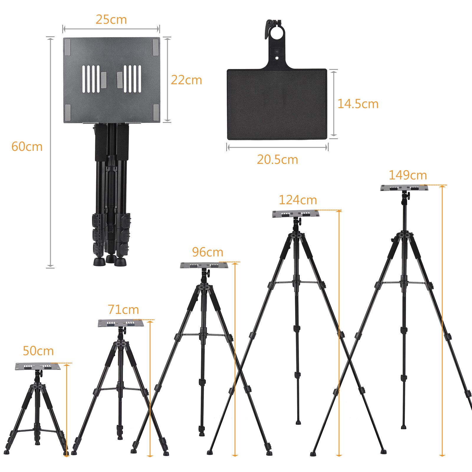 Andoer Projector Stand Tripod Portable Laptop Tripod Stand Adjustable Height 19.6 Inch to 58.6Inch w/ Plate for Projector Laptop