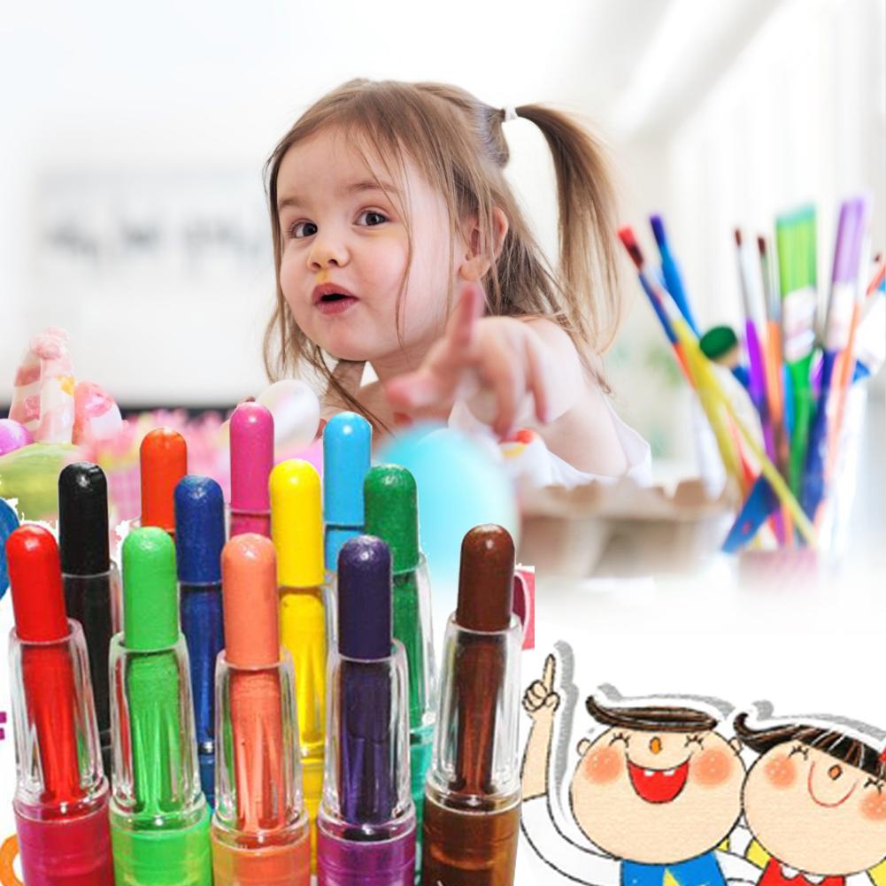 Crayon de Pastel à huile soluble dans l'eau, 12/18/24 couleurs, Crayon rotatif, peinture pour enfants, stylos Graffiti, fournitures d'art