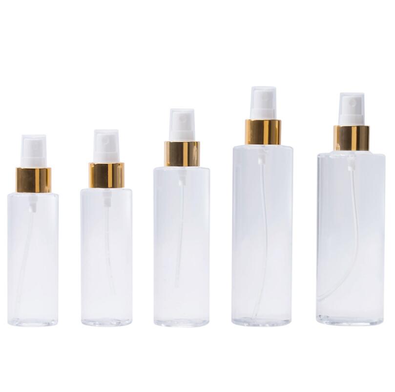12pcs 100ml-250ml Plastic Spray Bottle for Alcohol Vinegar Sprayer Cylinder Bottle, White With Fine Mist Sprayer And Over cap: 200ml / Gold Sprayer