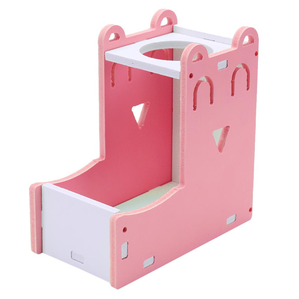 Hamster Konijn Eten Dispenser Feeder Plastic Clear Automatische Pet Feeder Voor Hamster Cavia Voedsel Kom Container: Pink