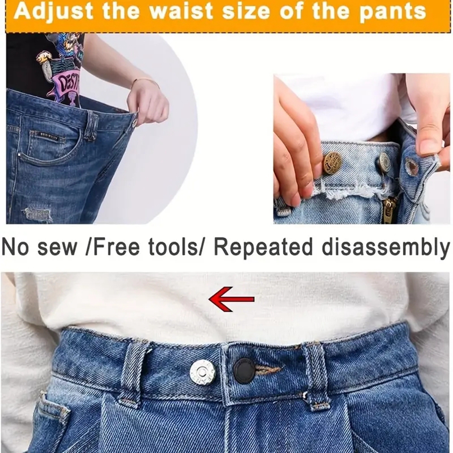 5-delige drukknoop metalen knoppen jeans taille knoppen perfecte pasvorm aanpassen zelf gratis nagel twist geen naad naaien knoppen